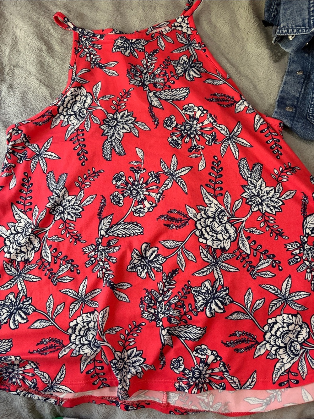 Women’s Red Floral Halter Tank Top